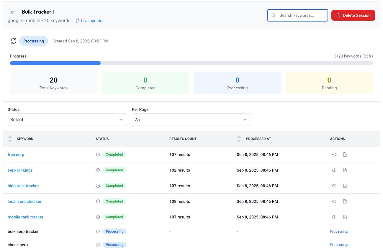 Real-time Progress Dashboard